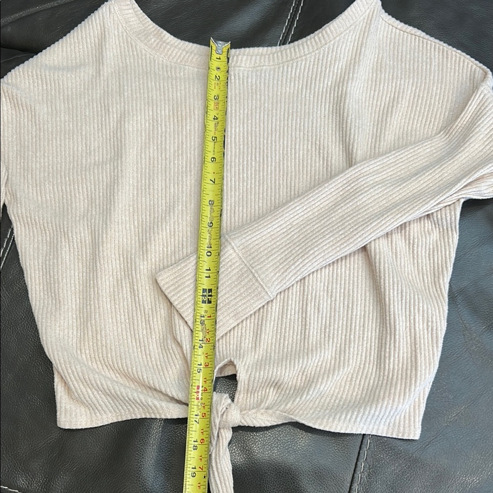 Cream Ribbed Long Sleeve Top - Picture 3 of 6